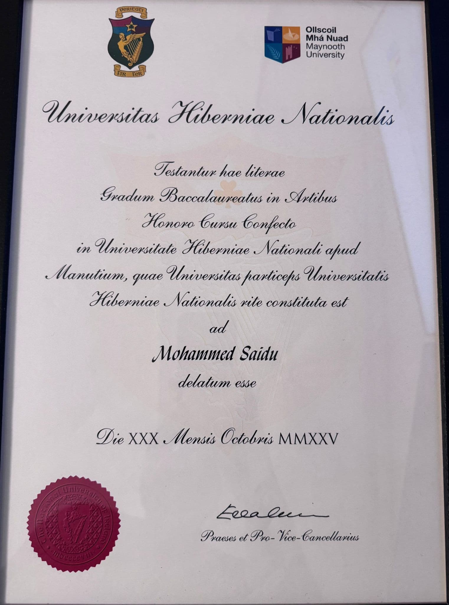 BSc Computer Science — Degree Parchment