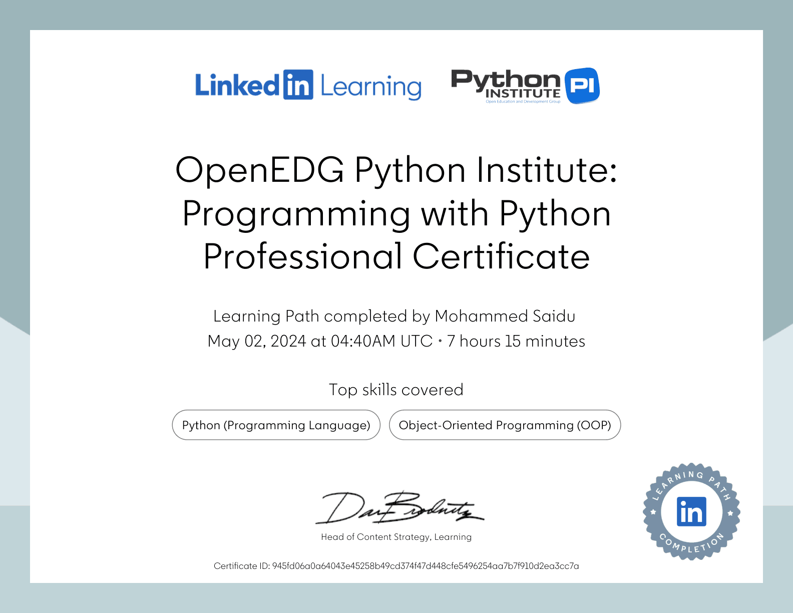 Programming with Python Professional Certificate